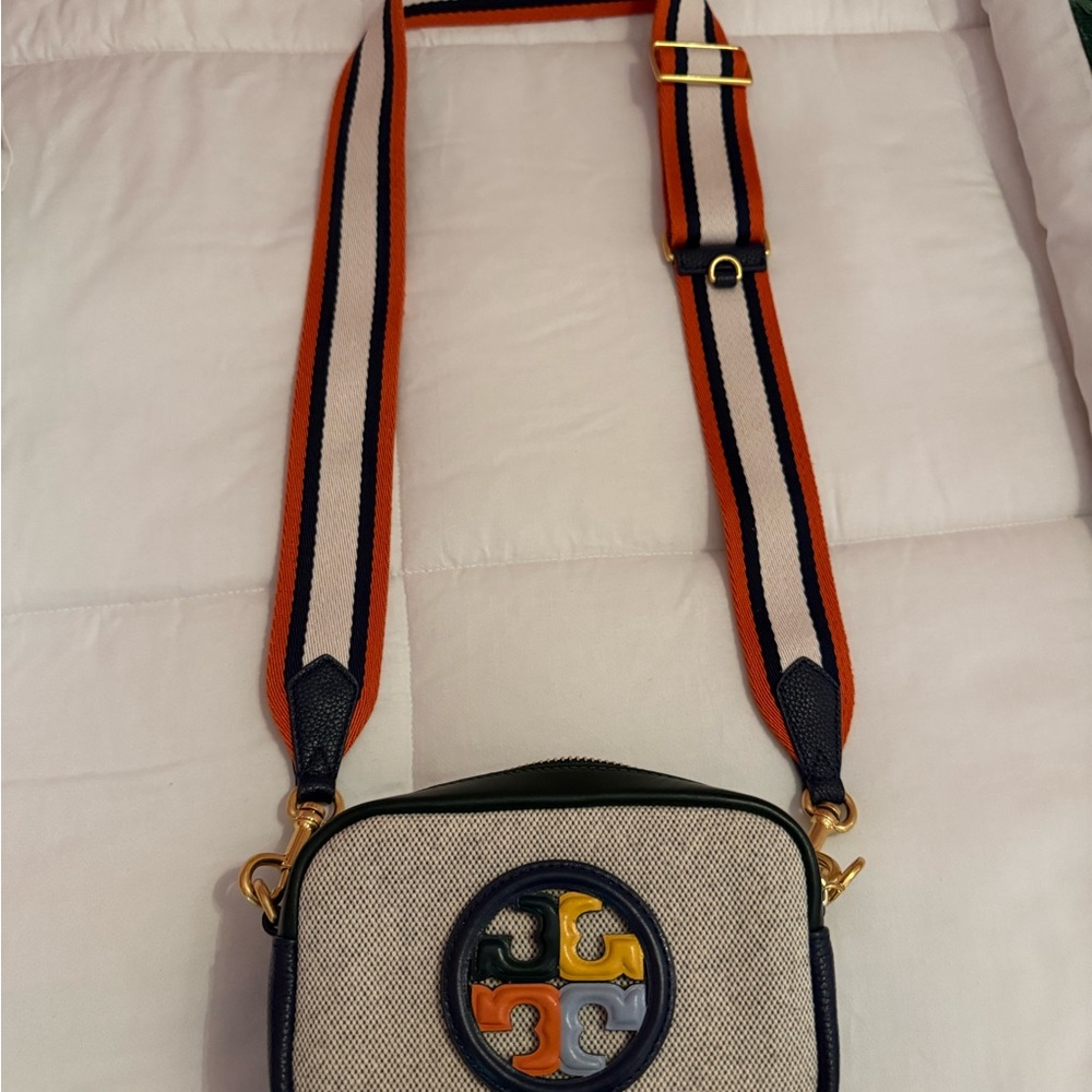 Tory Burch Cream and Black Crossbody Bag with Adjustable Strap